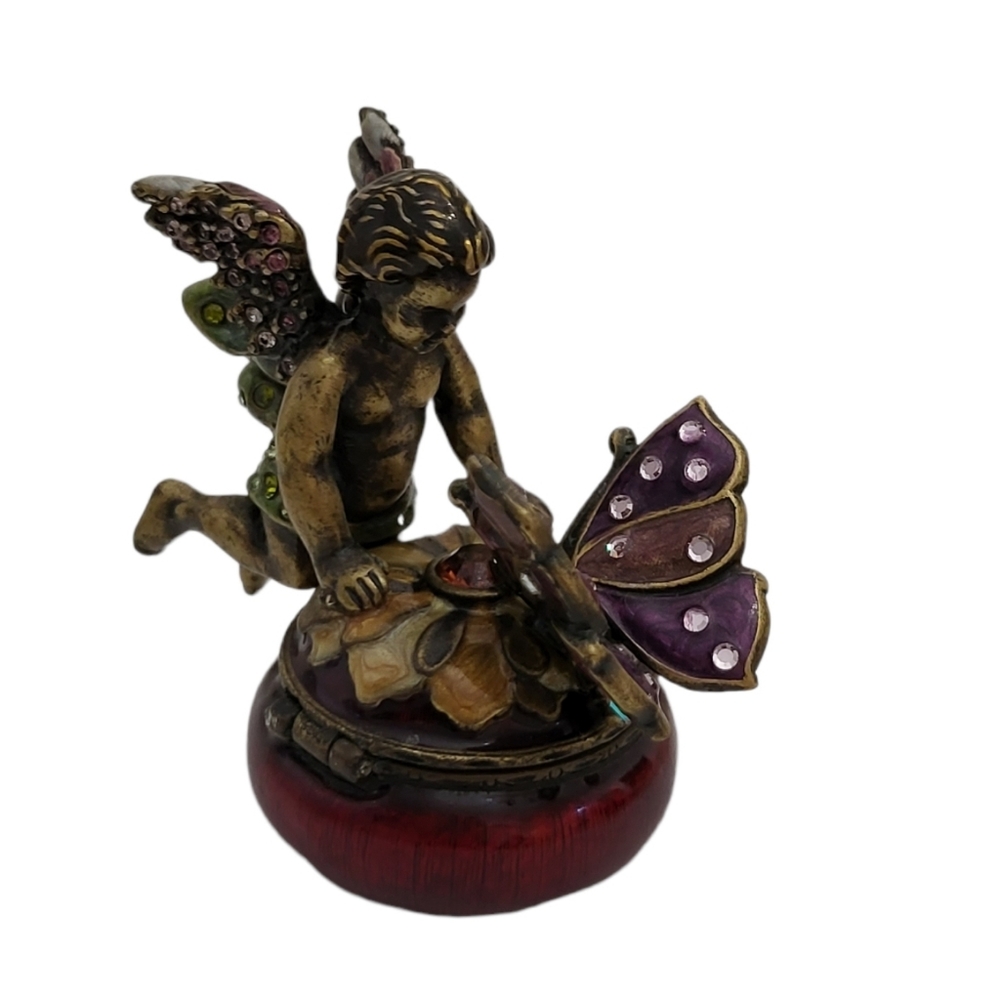 Jay Strongwater Angel Cherub Fairy Trinket Box Swarovski Crystals